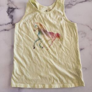 Gap large 10-12 girls yellow unicorn fantasy tank top summer girly fairycore